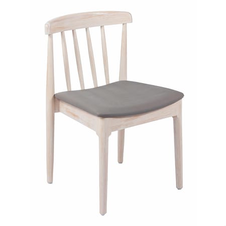 Flash Furniture Chester Solid Wood Antique White Dining Chair w/Curved Spindle Backrest and Beige Vinyl Seat XU-DG-W0359-ANTWHT-GG